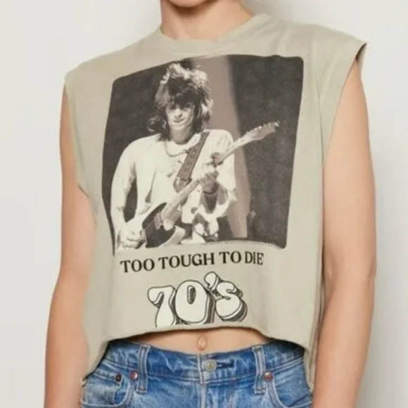 New People Of Leisure Band Tee Rolling Stones Graphic Top Women's Small LA - Picture 10 of 10